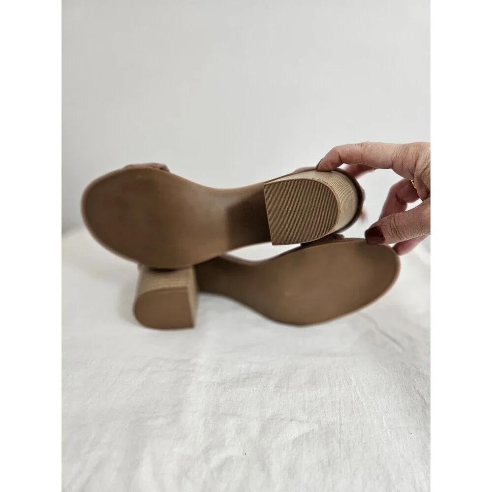 BASS Perri Sandals Womens Size 9M Brown Chunky Heel Ankle Strap Braided - Picture 8 of 11